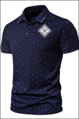 Anchor Pattern Printed Short-Sleeved Lapel Polo Shirt e45 |