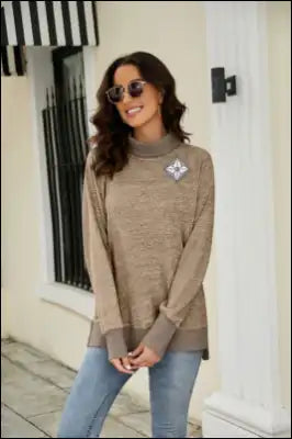 Cute Preppy Long Sleeve Sweater e76.0 | Emf - Small / Brown