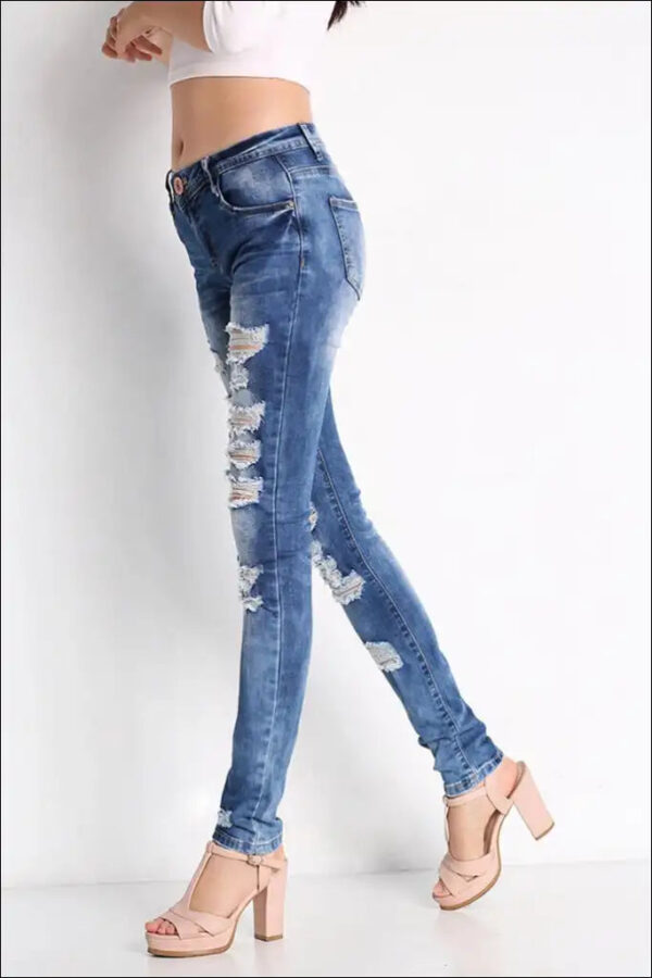 Full Size Distressed Skinny Jeans with Pockets e21.0 | Emf -