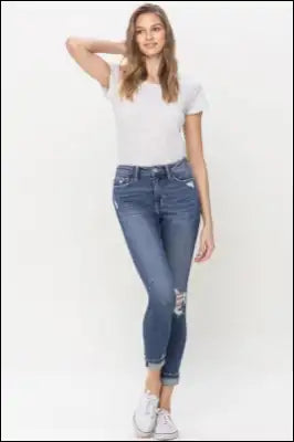 Full Size High Rise Cropped Skinny Jeans e26.0 | Emf -