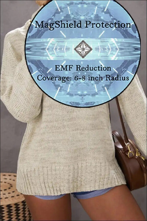 Ribbed Trim V-Neck Drop Shoulder Sweater e78.0 | Emf -